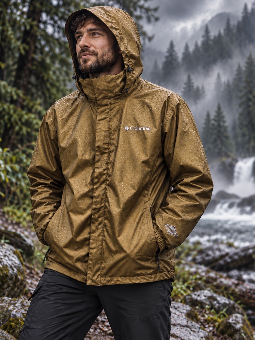 Columbia Retired Omni-Tech Men’s L Bronze Brown Waterproof Gorpcore Jacket